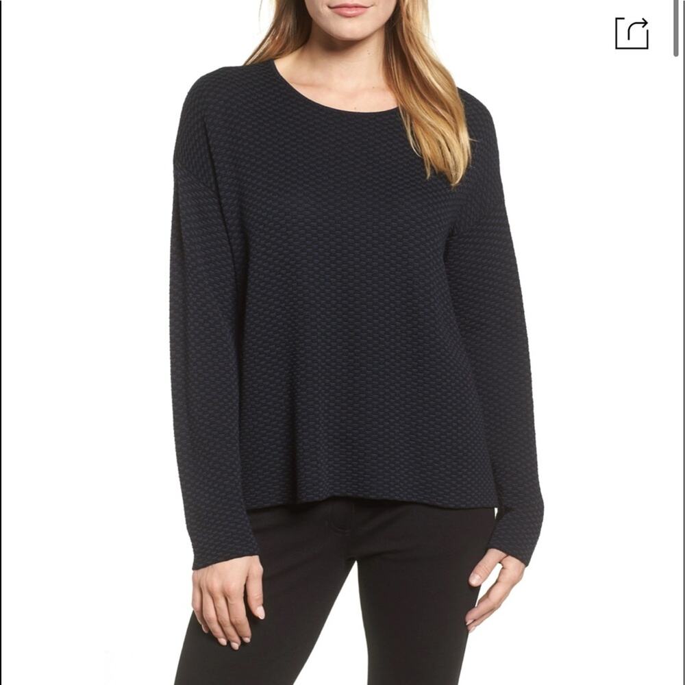 Eileen Fisher Sweater Womens Size medium tunic Midnight blue M NWT $338